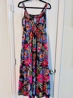 torrid Black Floral Tiered Maxi Dress with Multicolor Blooms